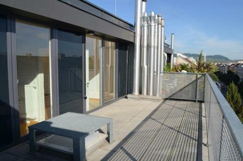 DACHGESCHOSS, FERNLICK, 95 m2 Neubau mit 22 m2 Freifl�che, Wohnk�che, 1 Zimmer, Wannenbad, Parketten, Innstra�e