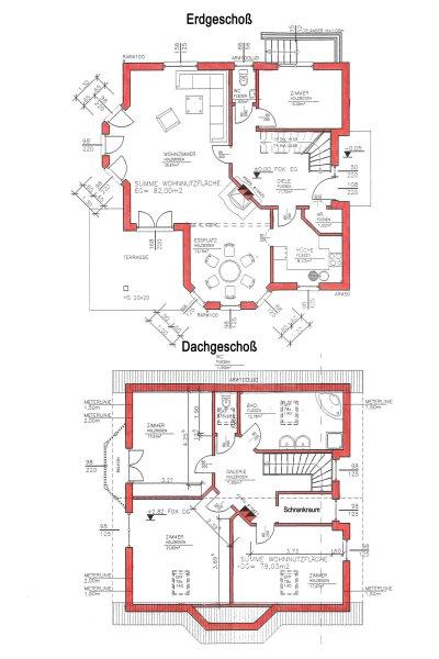 Grundriss Skizze Erdgescho� und Dachgescho�