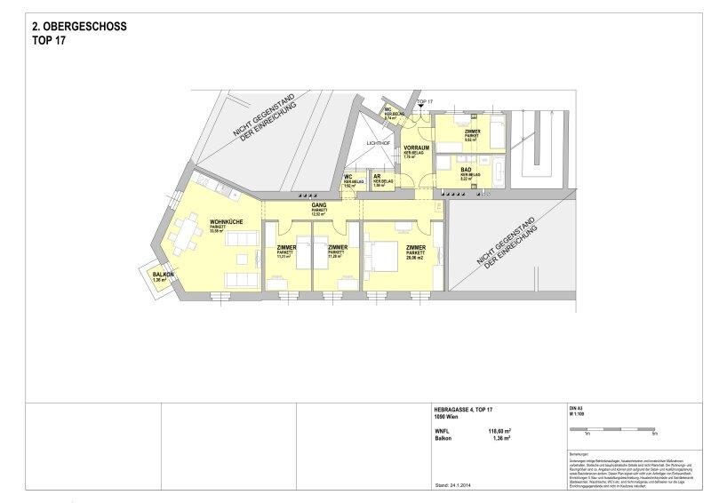 Grundriss - Hebragasse 4, Top17