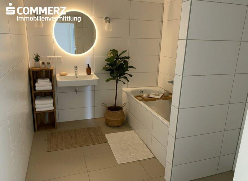 Beispiel-Einrichtung Badezimmer (KI-generiert)