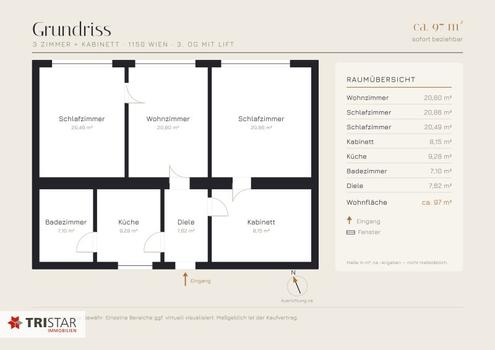 Altbauwohnung 97 m�,nahe Mariahilfer Stra�e & Westbahnhof & U3/U6 �  378.000,- � sofort beziehbar!