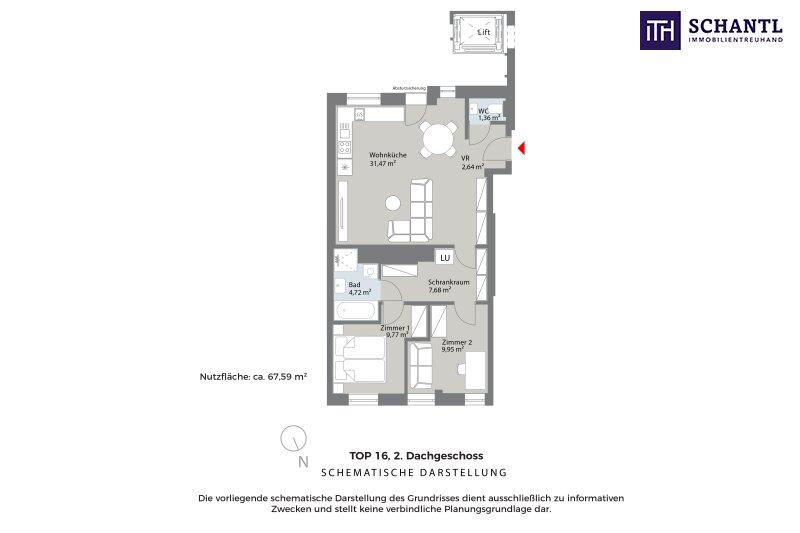 Grundriss Top 16, schematische Darstellung, M�blierungsvorsc