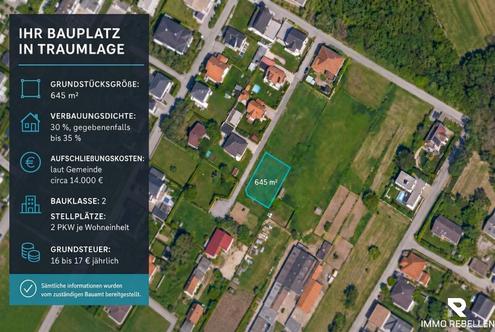 Clever bauen ohne Stadt-Aufschlag! Geheimtipp: 645 m� Baugrund in ruhiger Sackgasse nur wenige Meter Luftlinie von Wiener Neustadt.