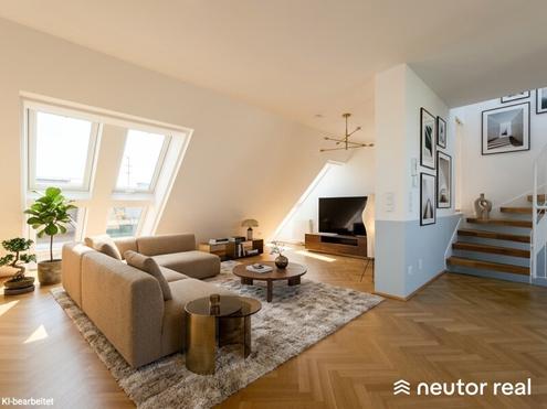 Stilvoll residieren im Herzen Wiens: Helle Dachgeschoss-Maisonette mit Klimaanlage und Dachterrasse mit Blick auf den Stephansdom
