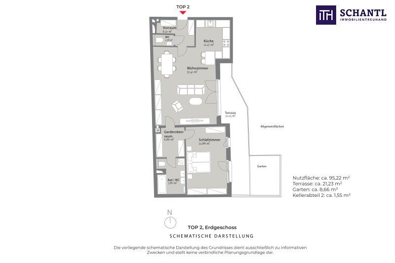 Grundriss Top 2, schematische Darstellung