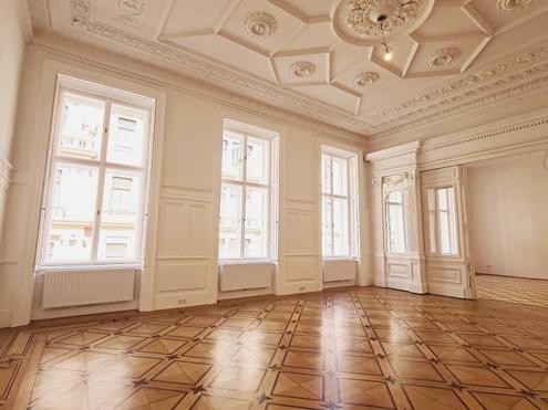 EXKLUSIV WOHNEN, ERSTBEZUG, prachtvoller 131 m2 Stilaltbau, Wohnk�che, 2 Zimmer, Wannenbad, Parketten, Stuckdecken, Zelinkagasse