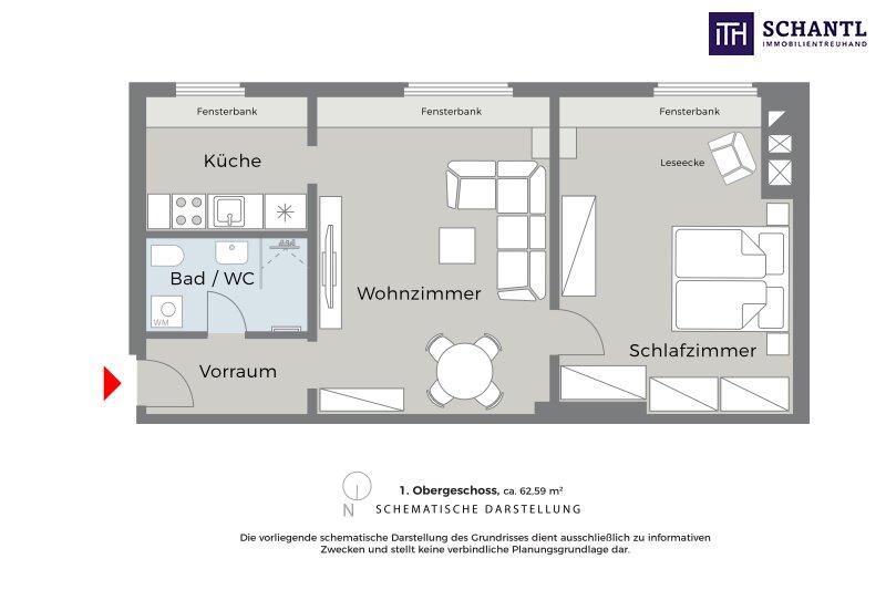 Grundriss Top 2, schematische Darstellung
