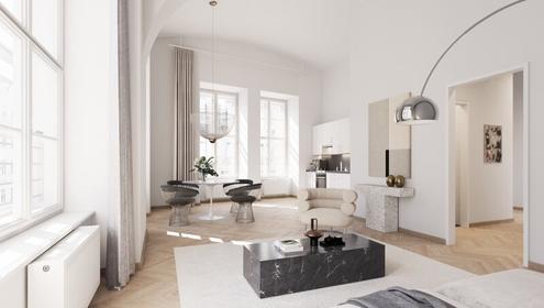 Ab Dezember: Imposante 4-Zimmer-Wohnung mit innenhofseitiger Terrasse in den POSTHÖFE - Über den Dächern von Wien: Ein Leben ohne Kompromisse