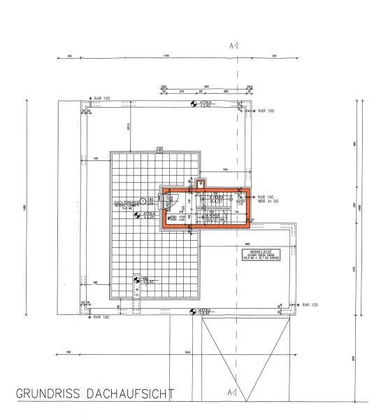 Dachaufsicht mit Terrasse