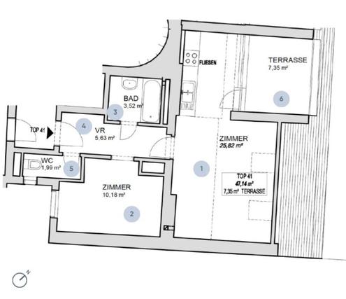 2-Zimmer Altbauwohnung mit Terrasse