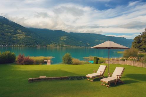 EXKLUSIVES SEEGRUNDST�CK MIT DIREKTEM ZUGANG ZUM OSSIACHER SEE � FERIENWOHNSITZ IN BESTLAGE