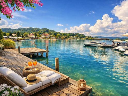 Fantastic Lake View - Seeblickwohnung mit Infinity-Pool und privatem Seezugang am W�rthersee