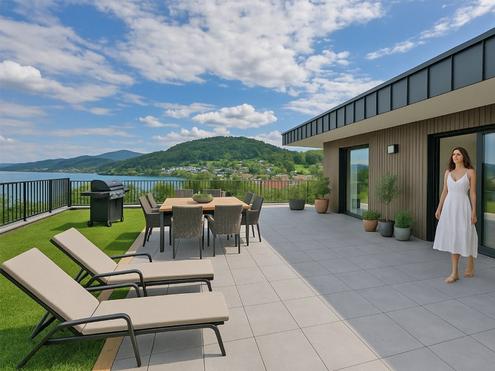 Wrthersee-Penthouse mit riesiger Seeblickterrasse und Garten in Reifnitz