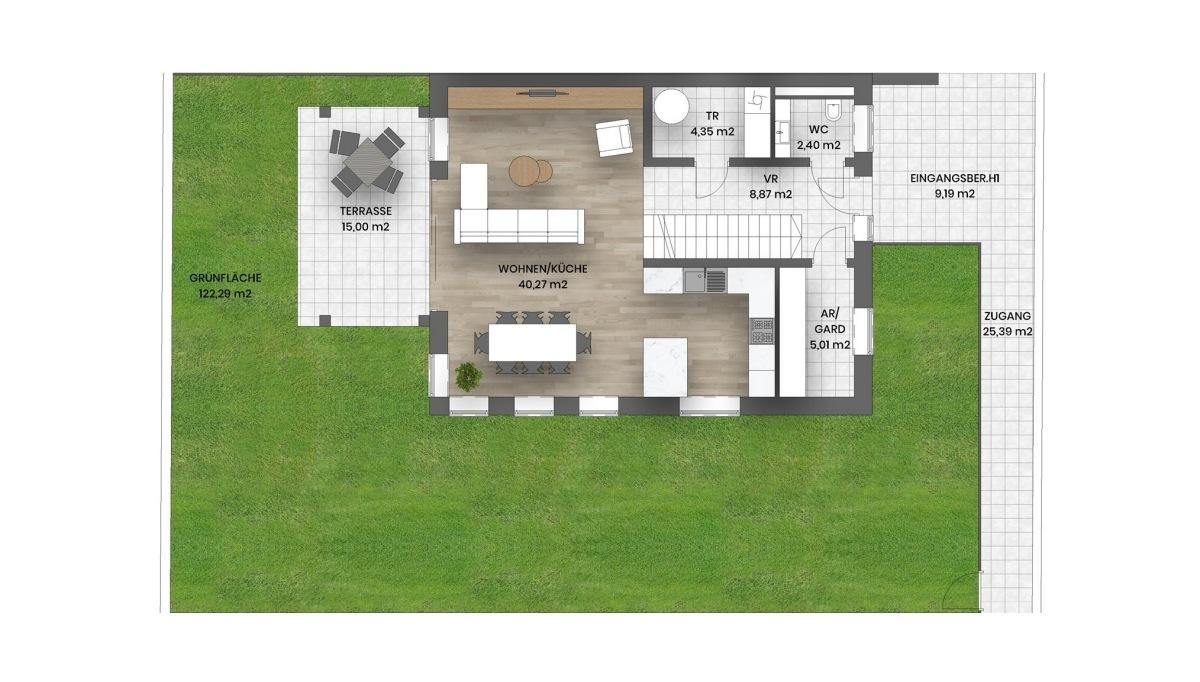 02_EG Haus 1 mit Gar