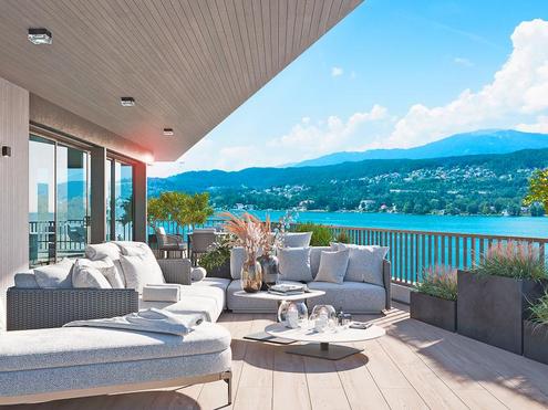 Designer-Penthouse mit Pool und atemberaubenden Seeblick in Velden - Erstbezug