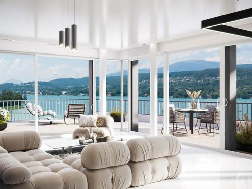Designer-Penthouse mit Pool und atemberaubenden Seeblick in Velden
