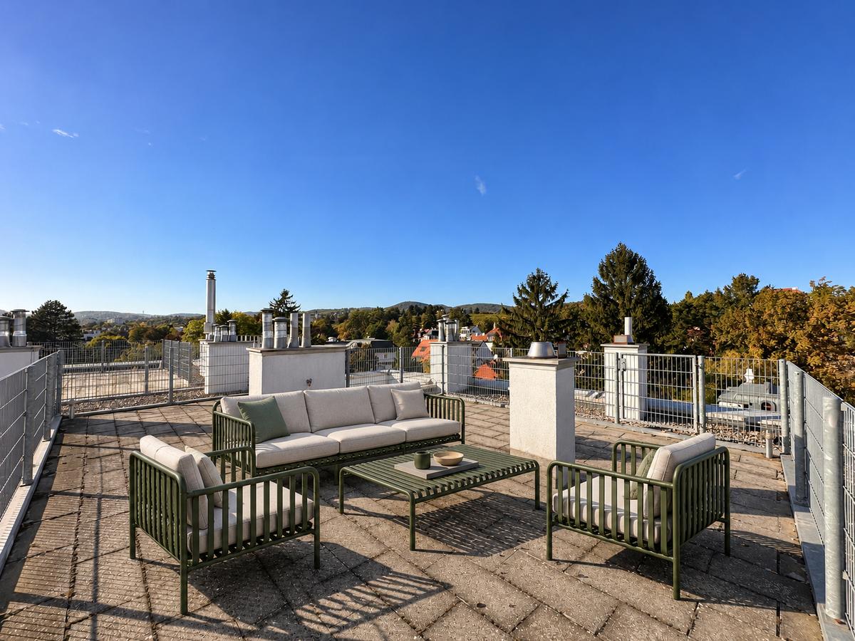 Elegantes gr�nes Lounge-Set auf der Dachterrasse-2
