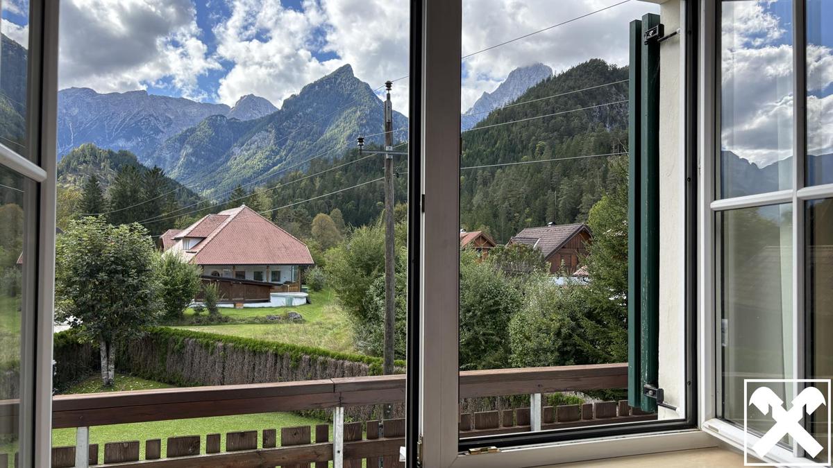 Mietwohnung in Hinterstoder Blick aus dem Fenster