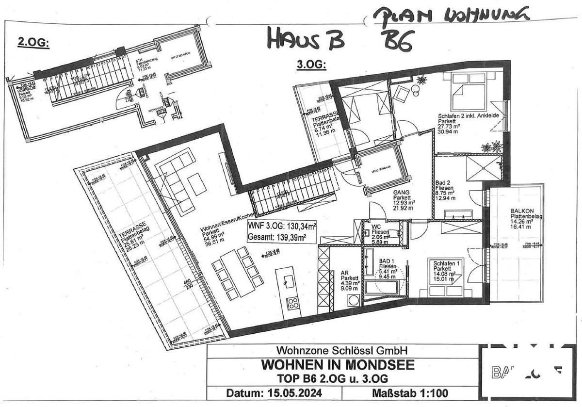 Grundrissplan 2. und 3. OG