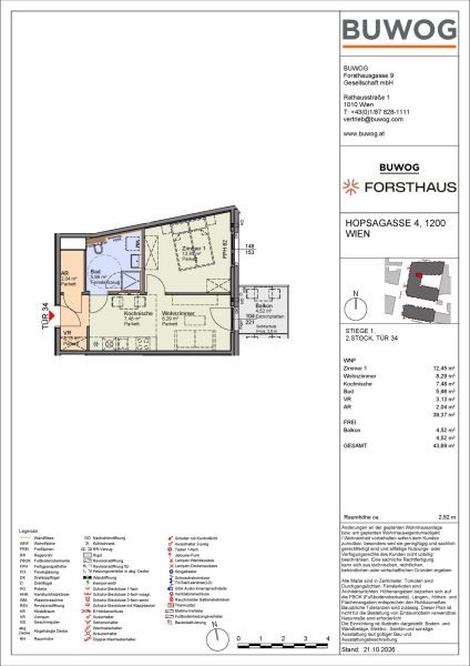 FORSTHAUS - HOFSEITE, Neubau Erstbezug - 2 Zimmer mit Freifläche Nähe Donaukanal (HO134)