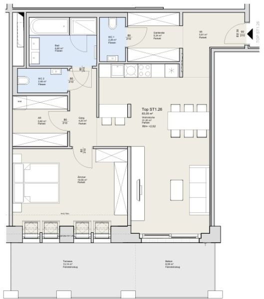 EXKLUSIVES WOHNEN IN OBER D�BLING - Helle Dachgeschosswohnung mit s�dseitiger Terrasse/Balkon /  / 1190&nbsp;Wien / Bild 8