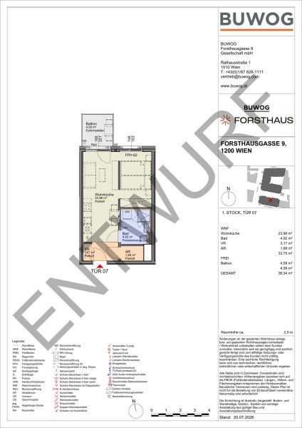 FORSTHAUS - gem�tliche 1 Zimmer mit Balkon, Erstbezug, provisionsfrei direkt vom Bautr�ger (FH07) /  / 1200&nbsp;Wien / Bild 1
