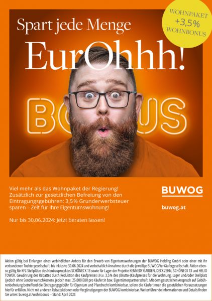 BUWOG WOHNBONUS - 3,5% Grunderwerbsteuer sparen /  / 1100 Wien / Bild 1