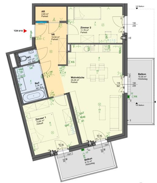 Erstbezug mit 3 Zimmer und Balkonen im Neubau, N�he Alte Donau, provisionsfrei /  / 1210&nbsp;Wien / Bild 2