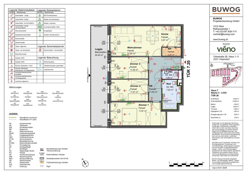 vi�no - Wundersch�ne 4-Zimmer-Wohnung mit LOGGIA ab 11/2026, provisionsfrei vom Bautr�ger /  / 2331&nbsp;V�sendorf / Bild 1