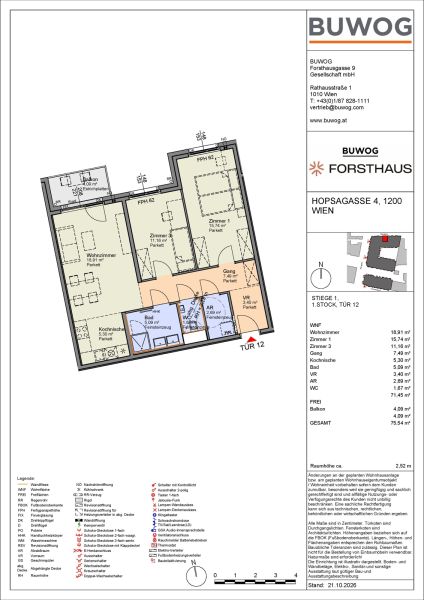 FORSTHAUS - Neubau Erstbezug - 3 Zimmer mit Freifl�che N�he Donaukanal (HO1.12)