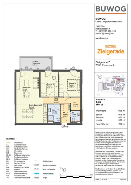 ZIELGERADE Eisenstadt Tür 68 -provisionsfrei direkt vom Bauträger, 3 Zimmer mit Balkon / / 7000 Eisenstadt / Bild 1