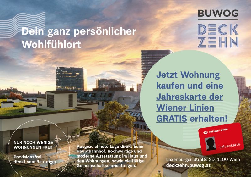 GRATIS Jahreskarte der Wiener Linien - Neubau Erstbezug, khl mit Freiflchen