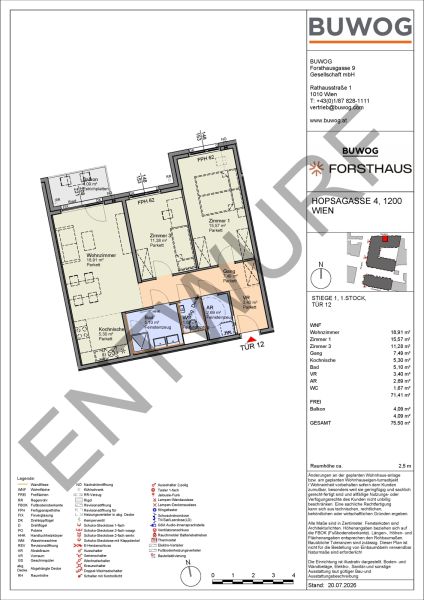 FORSTHAUS - Neubau Erstbezug - 3 Zimmer mit Freifl�che N�he Donaukanal (HO1.12) /  / 1200&nbsp;Wien / Bild 1