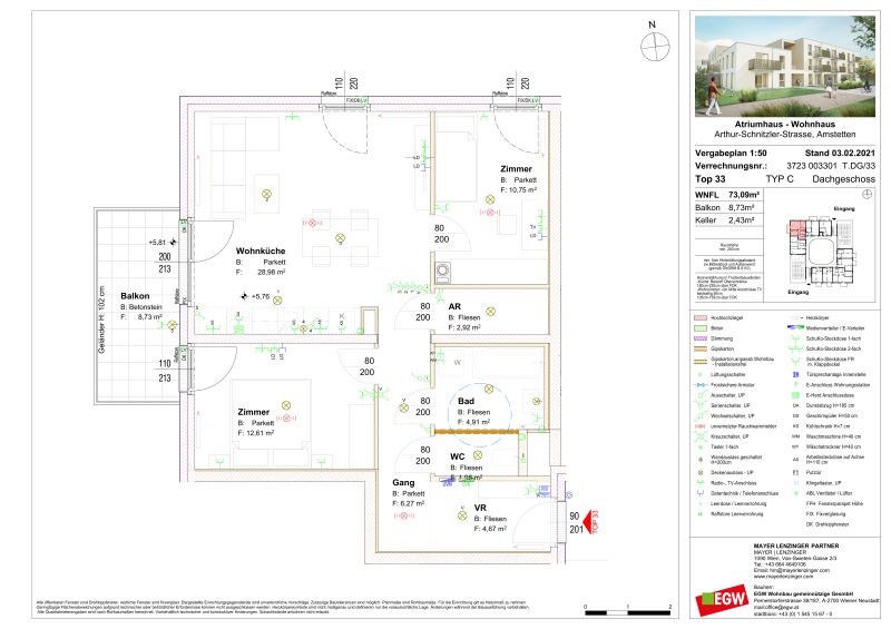 3-Zimmer-Wohnung mit Balkon, Top 33 /  / 3300&nbsp;Amstetten / Bild 4