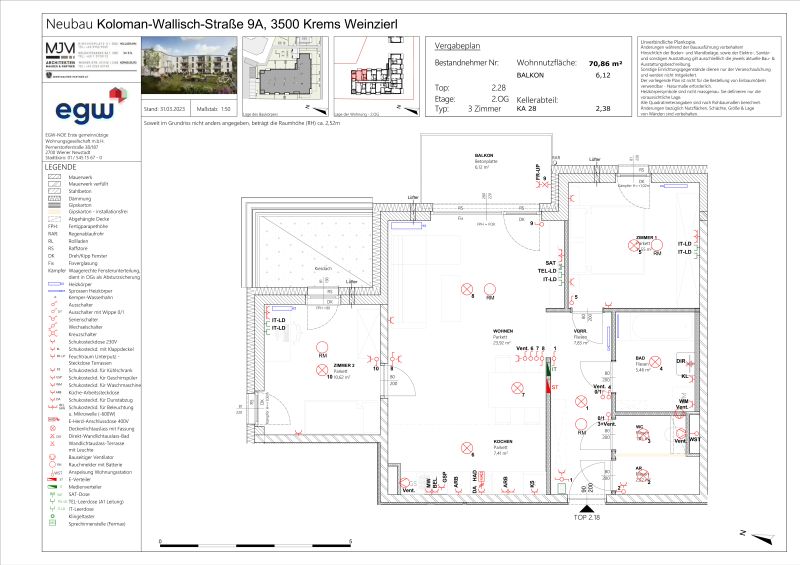 3-Zimmer-Wohnung mit Balkon, Top 28 /  / 3500&nbsp;Krems / Bild 2