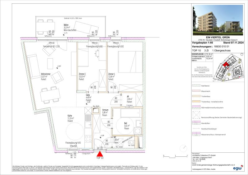 ERSTBEZUG! 3-Zimmer-Wohnung mit Balkon, Top 10 /  / 2700&nbsp;Wiener Neustadt / Bild 16
