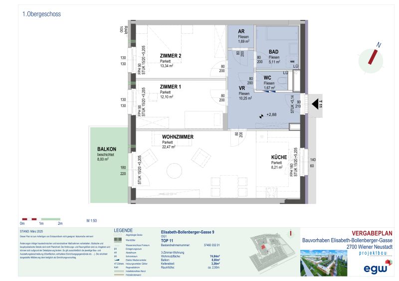 3-Zimmer-Wohnung mit Balkon, Top 11 / / 2700 Wiener Neustadt / Bild 1