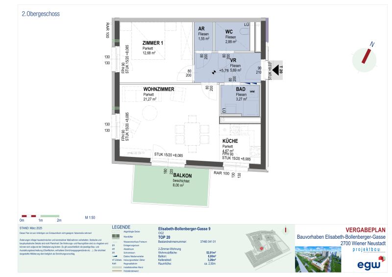 2-Zimmer-Wohnung mit Balkon, Top 20 /  / 2700&nbsp;Wiener Neustadt / Bild 1