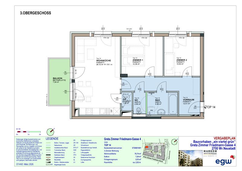 3-Zimmer-Wohnung mit Balkon, Top 14 /  / 2700&nbsp;Wiener Neustadt / Bild 3