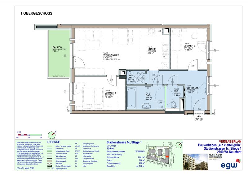 3-Zimmer-Wohnung mit Balkon, Top 8 /  / 2700&nbsp;Wiener Neustadt / Bild 3