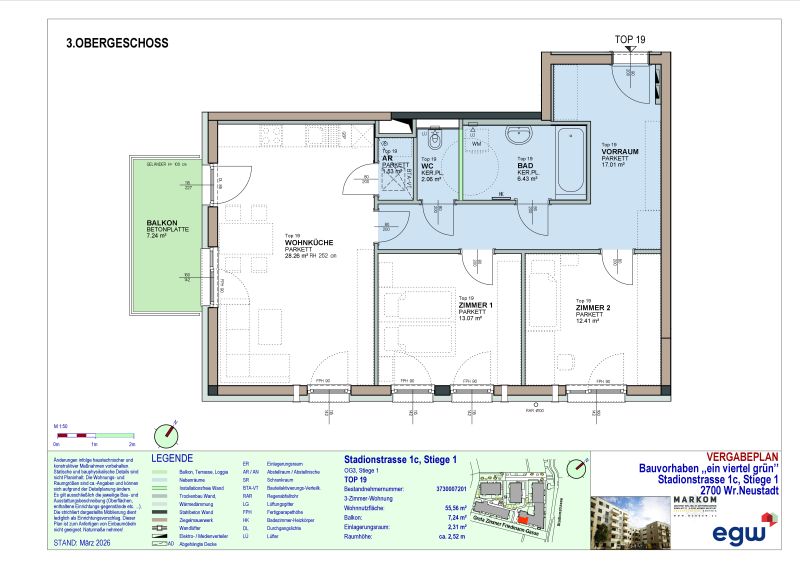 3-Zimmer-Wohnung mit Balkon, Top 19 /  / 2700&nbsp;Wiener Neustadt / Bild 3