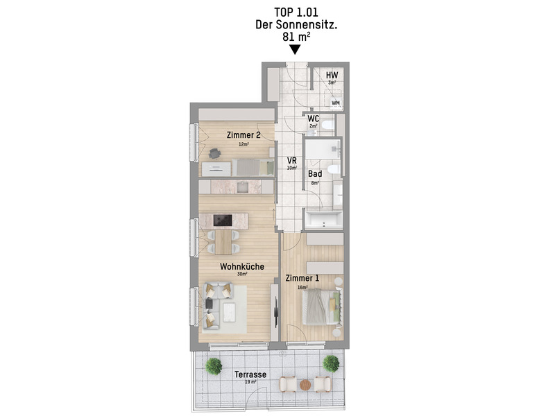 1220, Hausfeldstraße, In 2 Fahrradminuten zur U2, 3-Zimmer-Eigentumswohnung / / 1220 Wien / Bild 2