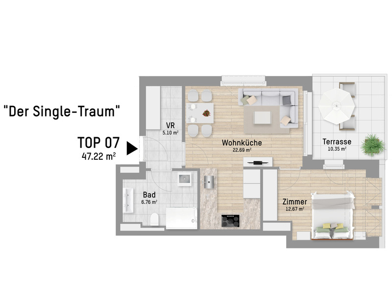 1220, Panethgasse, Nur 100 Meter zur U1, 2-Zimmer-Eigentumswohnung  /  / 1220 Wien / Bild 2