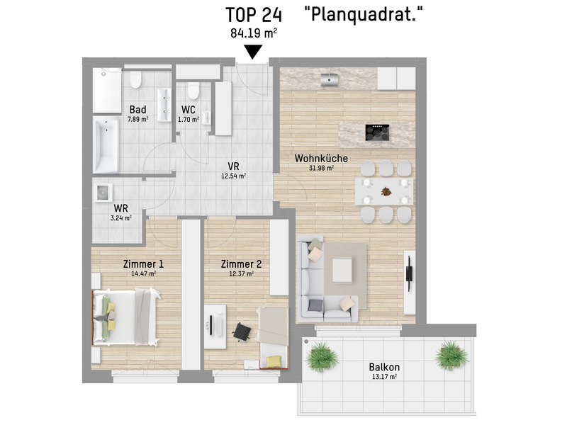 3-Zimmer Wohnung mit perfektem Grundriss. Nur 800m zur U1 sowie S1, S2 und S7