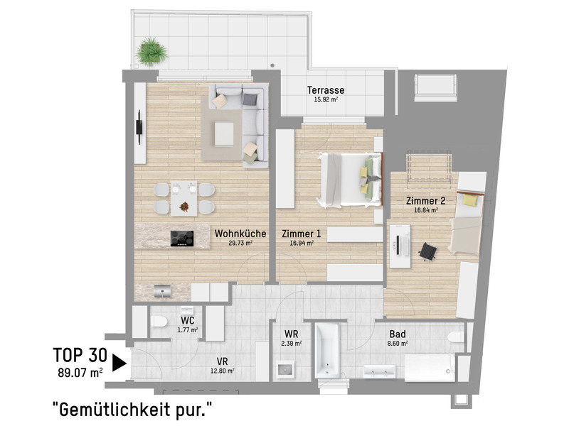 Kann sich sehen lassen. 3-Zimmer Dachgeschosswohnung mit besten Aussichten ins Grne /  / 1210 Wien / Bild 7