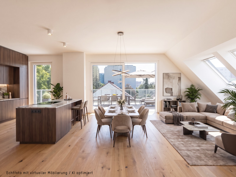 Auf der Sonnenseite. Liebevoll designte 3-Zimmer Dachgeschosswohnung mit S�d-Terrasse
