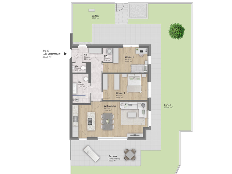 Es grnt so grn... Moderne 2-Zimmer Wohnung mit eigenem 123m groen Garten /  / 1210 Wien / Bild 5