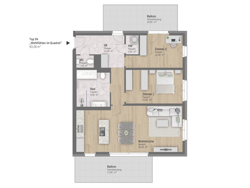 Bei dieser groartigen 3-Zimmer Wohnung mit Balkon springen Sie vor Freude im Quadrat /  / 1210 Wien / Bild 5