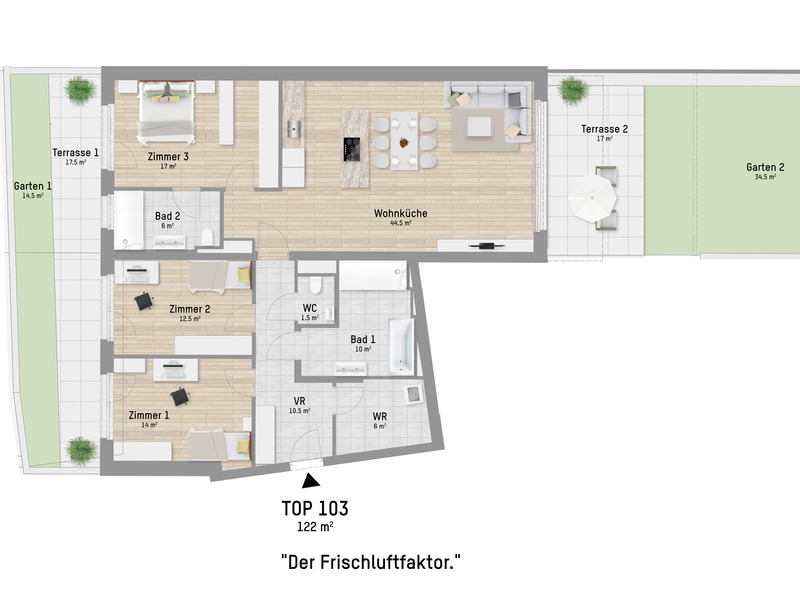 Bezugsfertig: Raffinierte 4-Zimmer Wohnung mit Garten fr Familien und Frischluftfanatiker