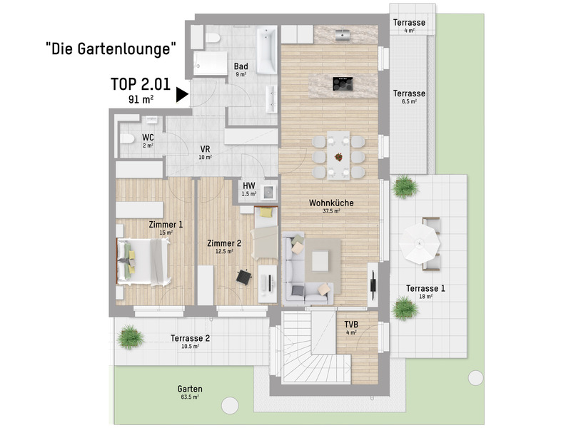 Groartig geplante 3-Zimmer Wohnung mit absoluter Premium Lage an der oberen Alten Donau /  / 1220 Wien / Bild 4